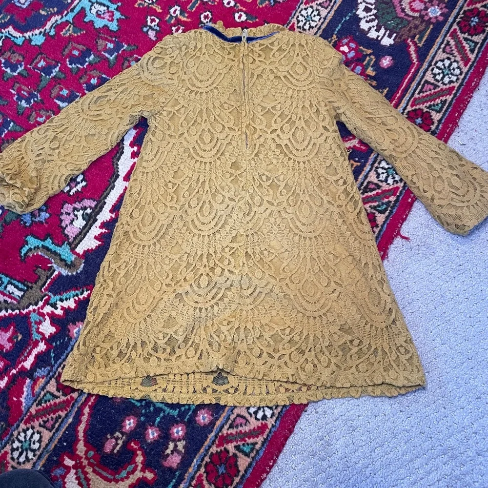 Oshkosh Mustard Lace Dress with Blue Bow - Picture 3 of 4